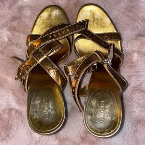 Gucci vintage gold metallic leather sandals